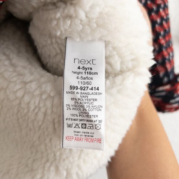 Next Red Blue and White Girl's Wool Blend Peacoat with Sherpa Lining Size 4-5yrs - Picture 8 of 8